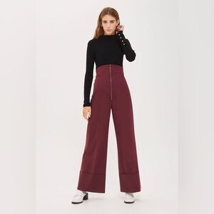 Topshop Burgundy Wide Leg Pants